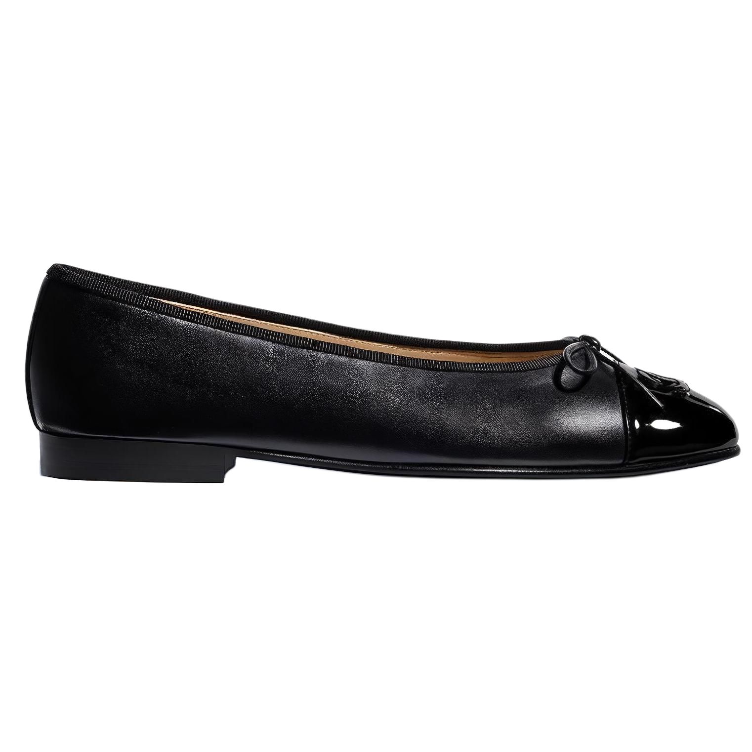 (W) Chanel Leather Patent Flat 'Black' 圖 2