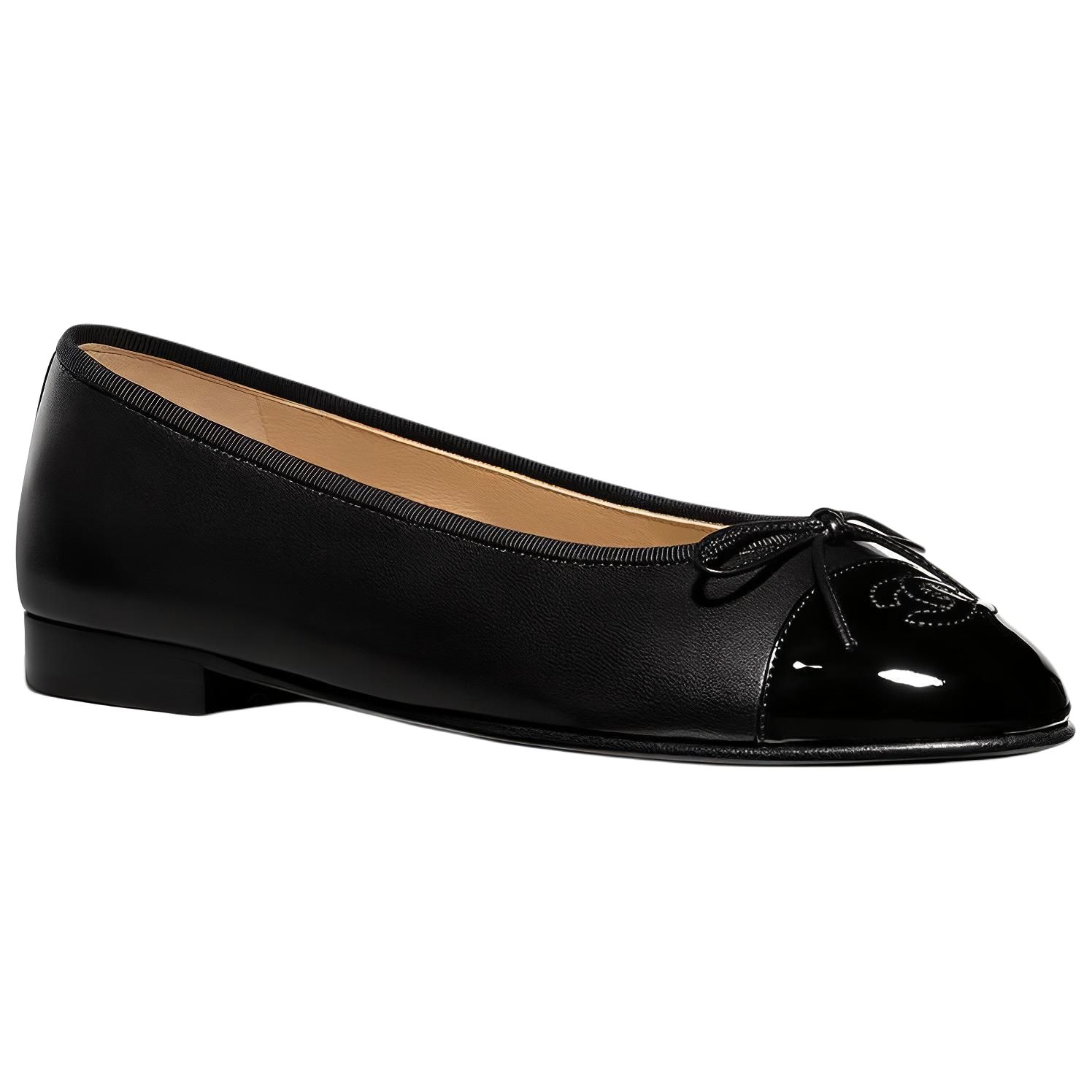 (W) Chanel Leather Patent Flat 'Black' 圖 3