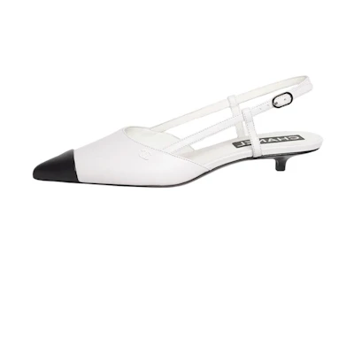 (W) Chanel Leather Pointed-Toe 'Fashion Sandals White'