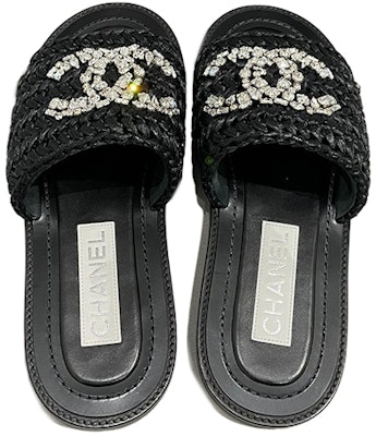 (W) 샤넬 블랙 가죽 라인스톤 우븐 슬라이드 샌들 G40083-X57021-94305 Lookbook (W) 샤넬 블랙 가죽 라인스톤 우븐 슬라이드 샌들 G40083-X57021-94305