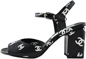 (Women) Chanel Leather Round-Toe Buckle Chunky-Heel Printed Fashion Sandals '8.5cm Black' G38973-X56530-K4210 (Women) Chanel Leather Round-Toe Buckle Chunky-Heel Printed Fashion Sandals '8.5cm Black' G38973-X56530-K4210