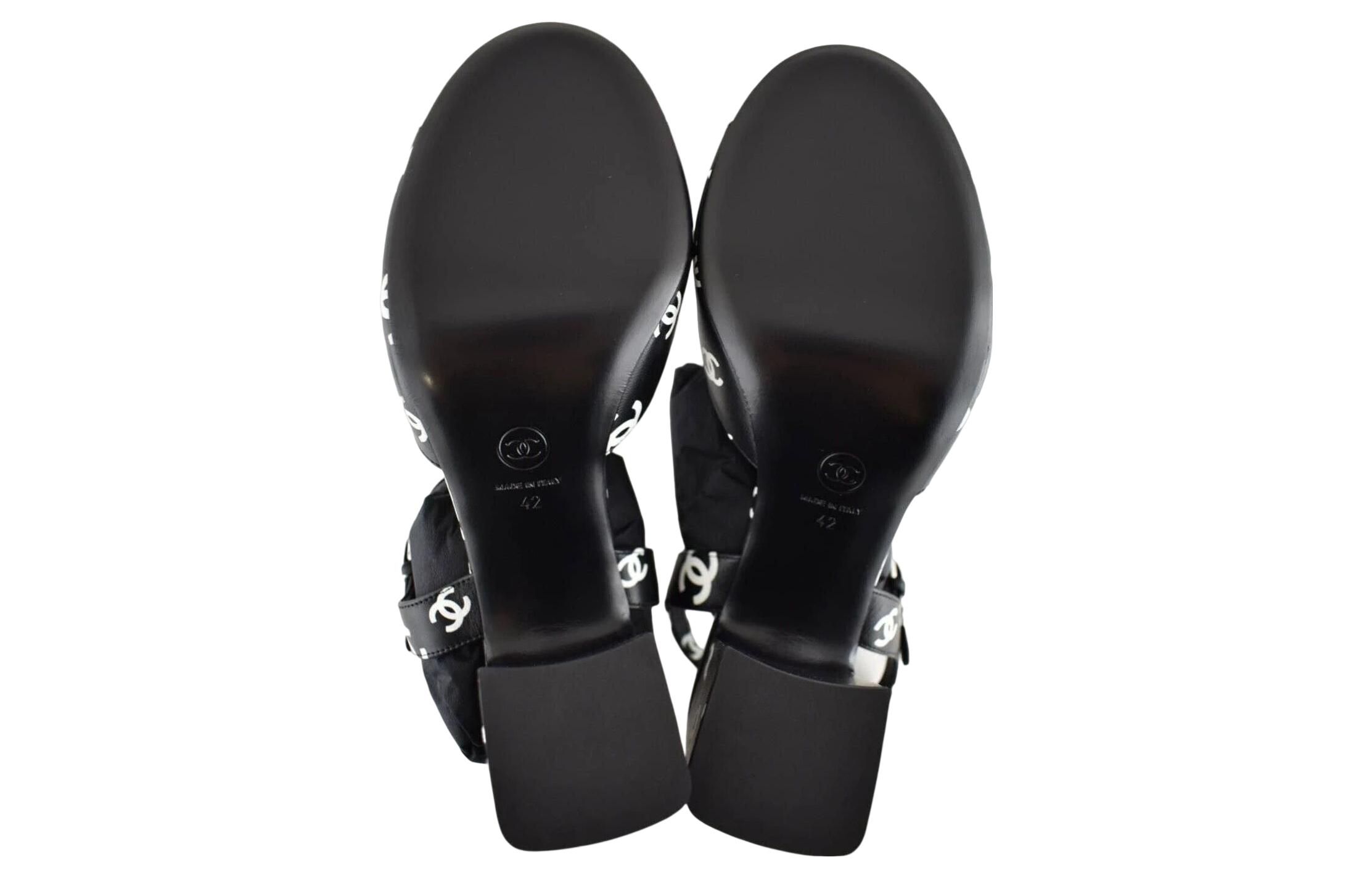 Purchase (W) Chanel Leder Rundzehen-Sandalen mit Schnalle und Blockabsatz ''8.5cm Schwarz'' G38973-X56530-K4210