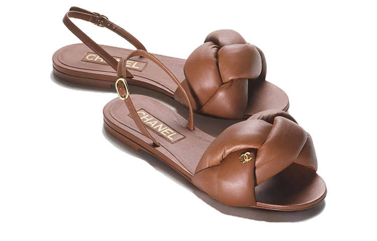 (W) Chanel Leather Round-Toe Buckle Slide 'Brown' 圖 2