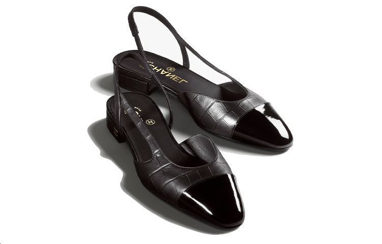 Shop (W) Chanel Zapatos Planos de Cuero Negro Punta Redonda 'Moda Casual' G31319-B13167-94305