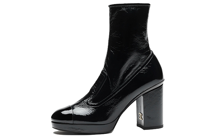 (Women) Chanel Leather Round-Toe Slip-On Booties 'Black' G45322-B14606-94305