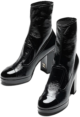 (Women) Chanel Leather Round-Toe Slip-On Booties 'Black' G45322-B14606-94305 Order (Women) Chanel Leather Round-Toe Slip-On Booties 'Black' G45322-B14606-94305