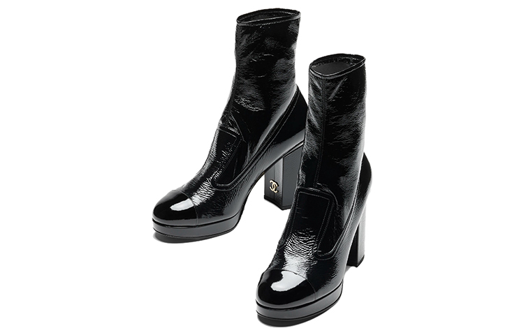 Order (W) 샤넬 블랙 가죽 라운드토 슬립온 부티 G45322-B14606-94305