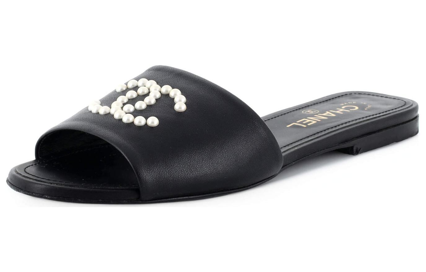 (W) Chanel Leather Round Toe Black 'Simple CMFT Fashion Slide' 圖 2