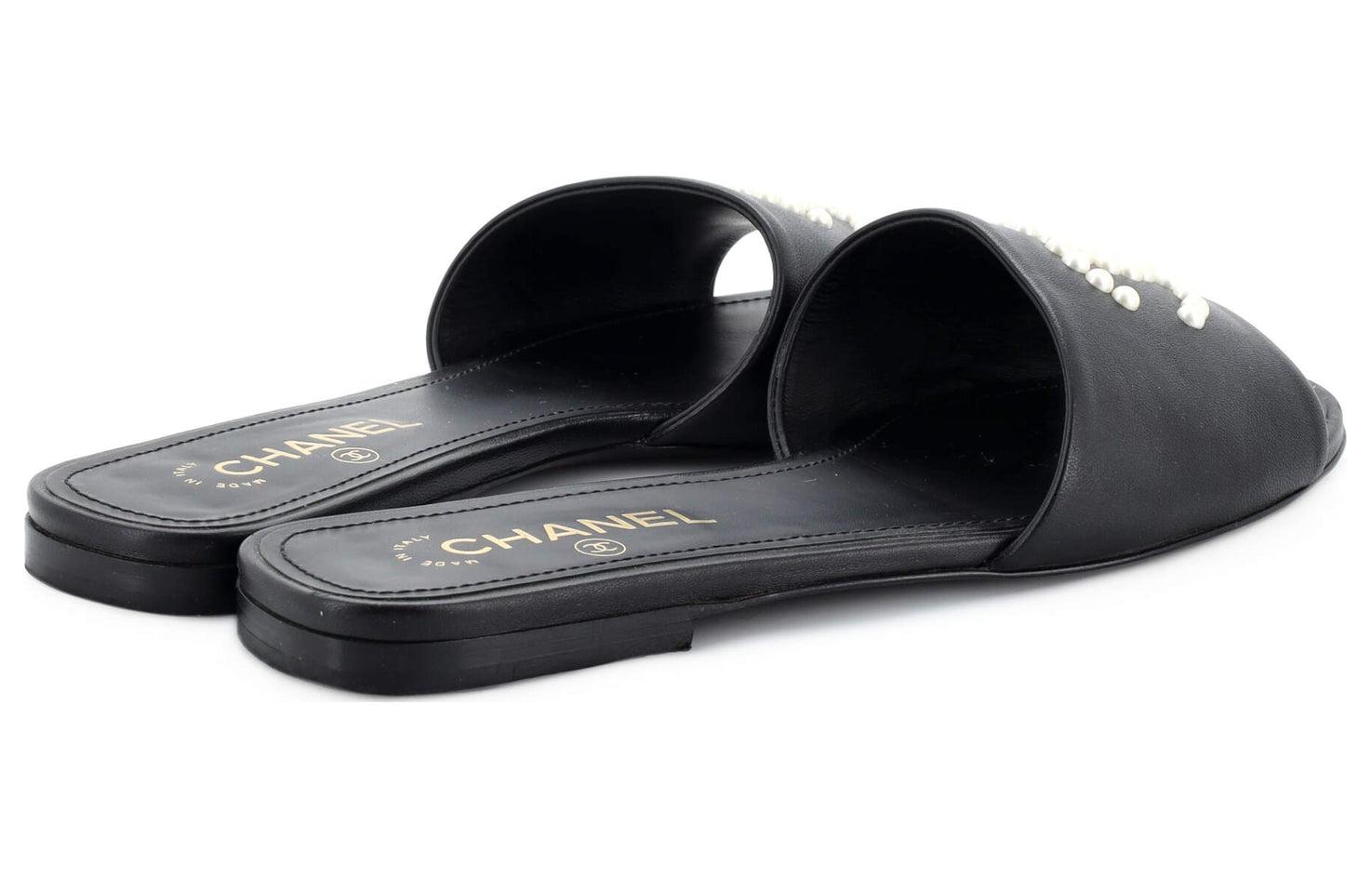 (W) Chanel Leather Round Toe Black 'Simple CMFT Fashion Slide' 圖 4