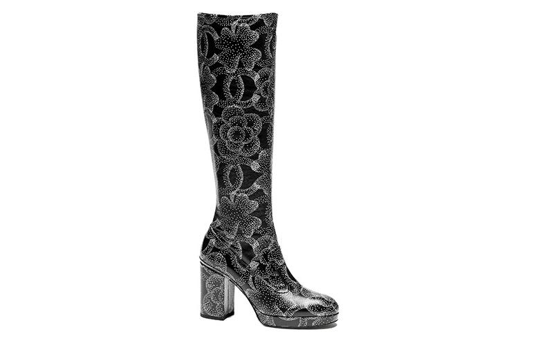 (W) Chanel Leather Round Toe Chunky Heel Zip-Up Tall Boots 'Black' 圖 2