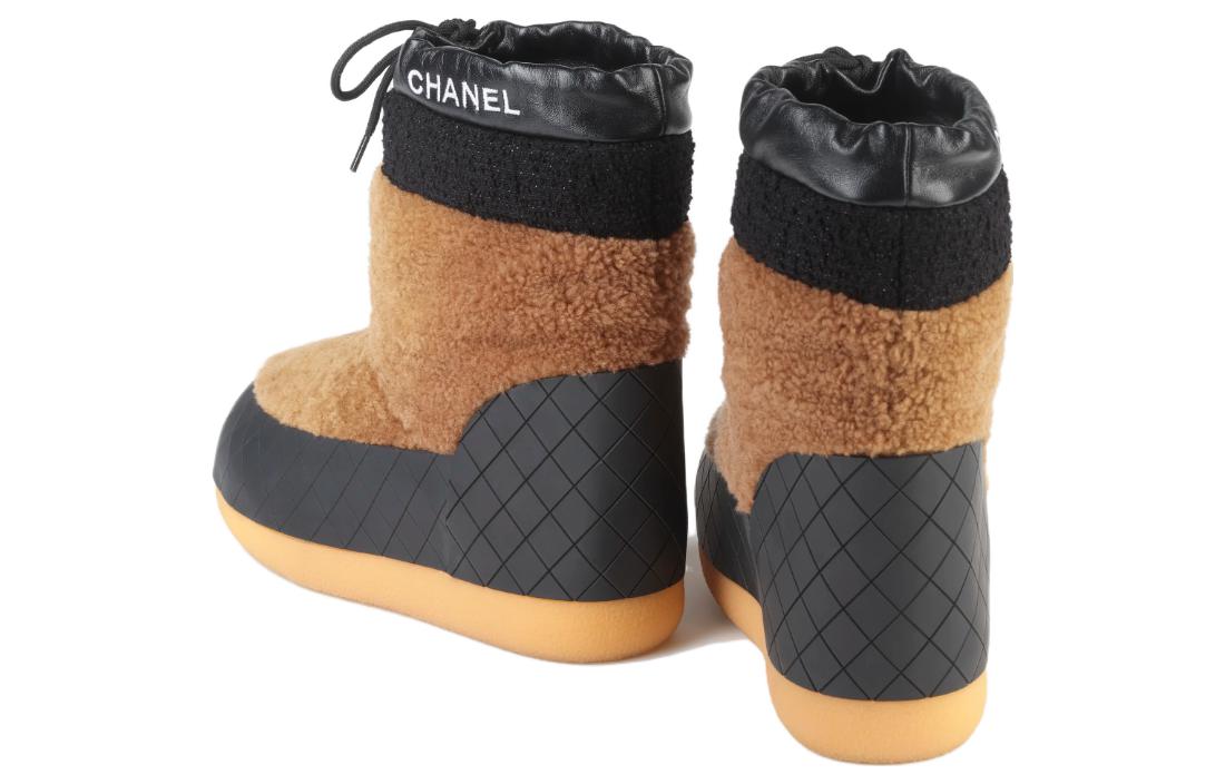 (W) Chanel Leather Round Toe Flat Lace-Up Short Boots 'Brown' 圖 4