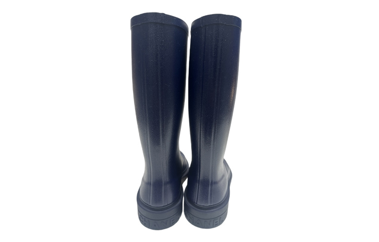 Lookbook (W) Chanel Leren Hoge Laars met Ronde Neus ''Donkerblauw'' G38355-X56326-0P205