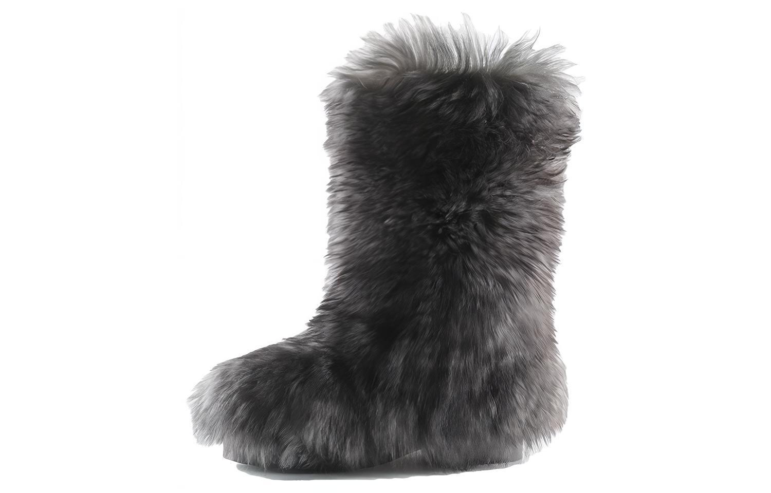 (W) Chanel Leather Round Toe High Heel CMFT Warm Ankle Boots 5cm 'Grey'