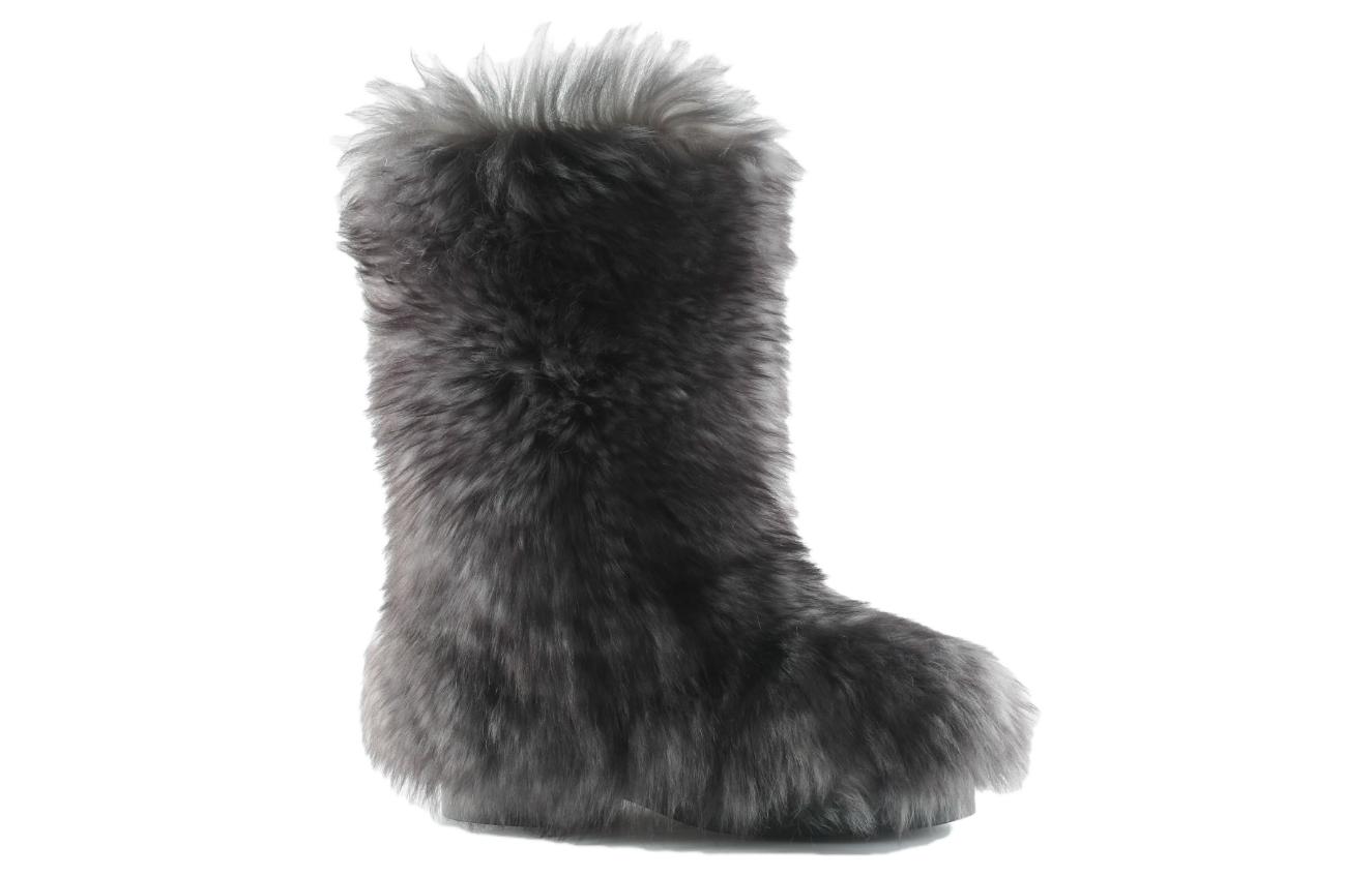 (W) Chanel Leather Round Toe High Heel CMFT Warm Ankle Boots 5cm 'Grey' 圖 2