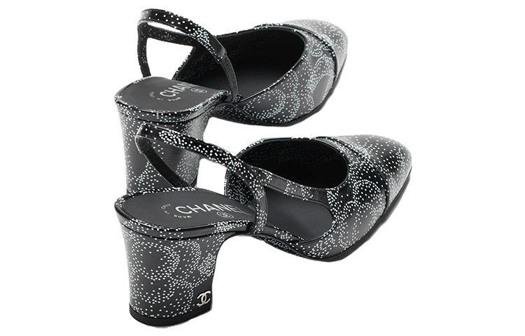 Shop (W) Chanel Leren Instapper Ronde Neus Chunky Hak ''Zwart'' G31318-B14610-NS458