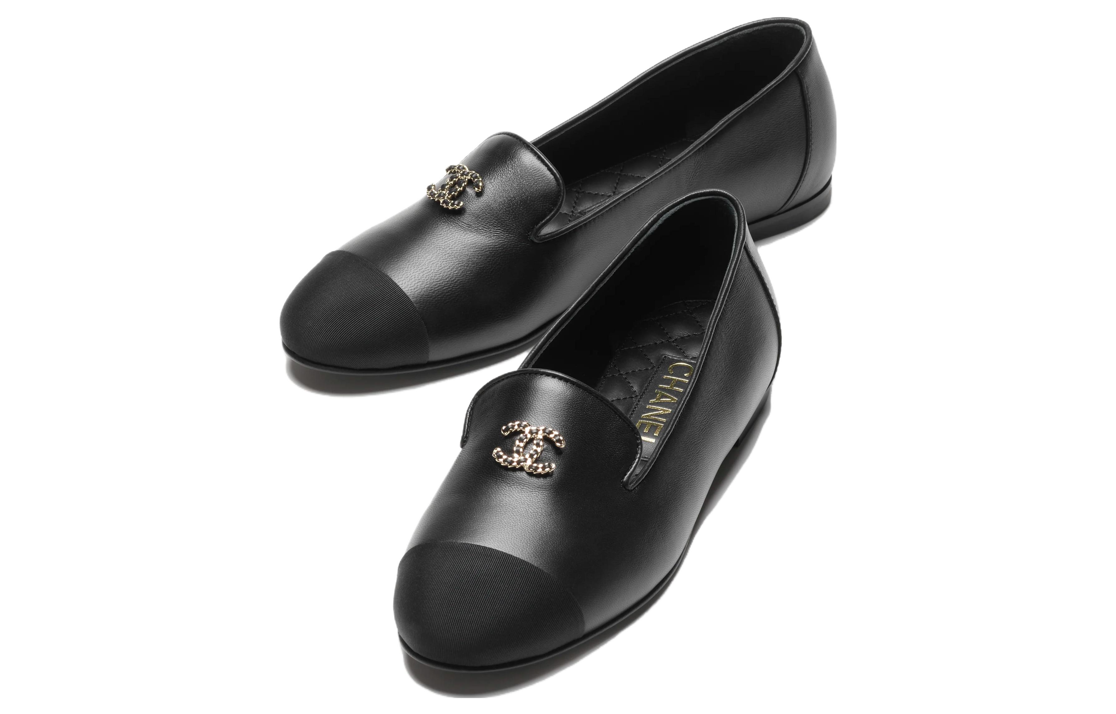 (W) Chanel Leather Round Toe Slip-On Flats 'Black Casual' 圖 3