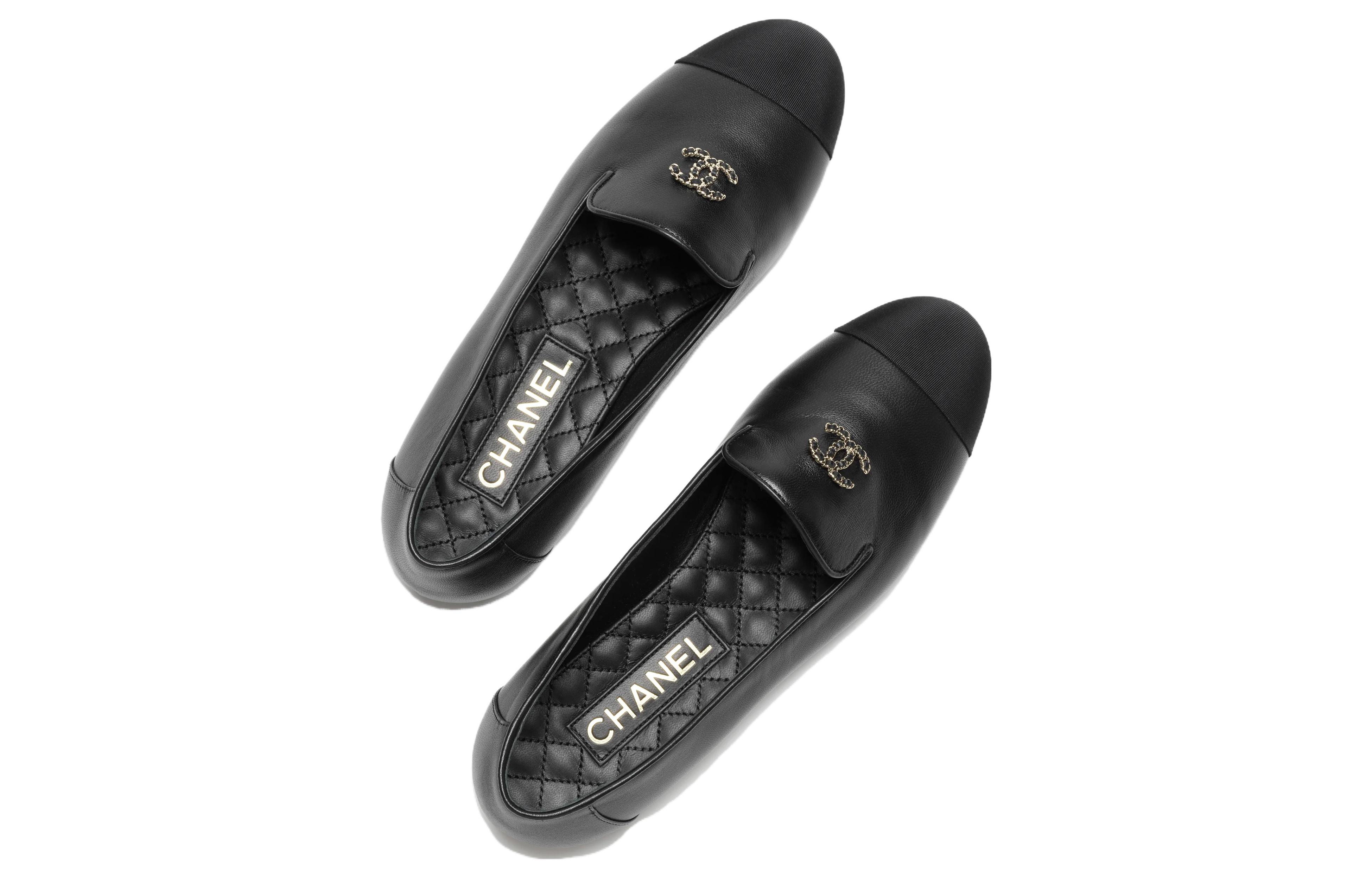 (W) Chanel Leather Round Toe Slip-On Flats 'Black Casual' 圖 4