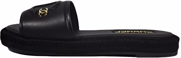 (Women) Chanel Leather Round Toe Slip-On Sandals 'Black' G39778-X56890-94305 (Women) Chanel Leather Round Toe Slip-On Sandals 'Black' G39778-X56890-94305
