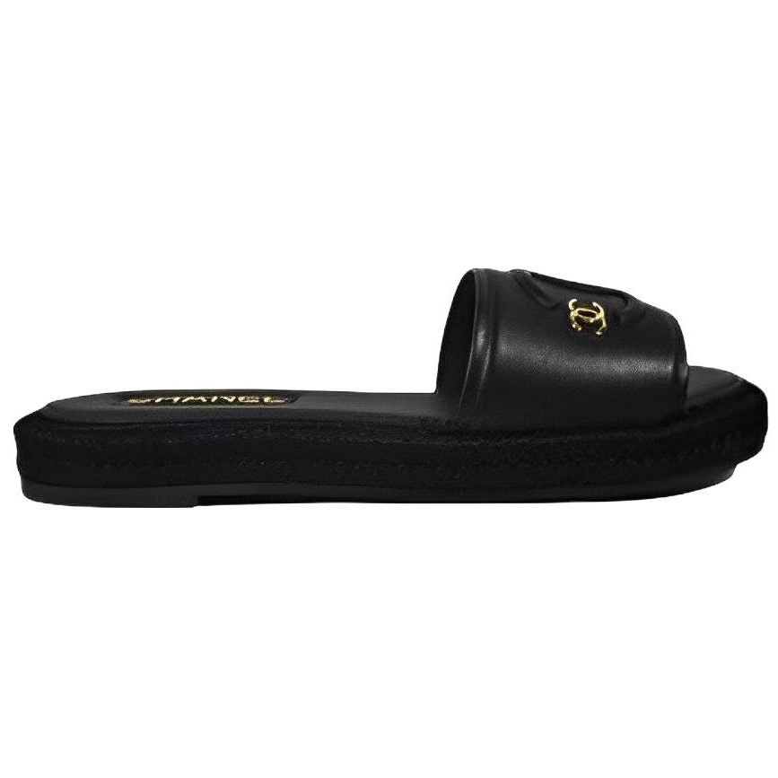 Order (W) Sandales En Cuir Chanel Bout Rond Slip-On ''Noir'' G39778-X56890-94305