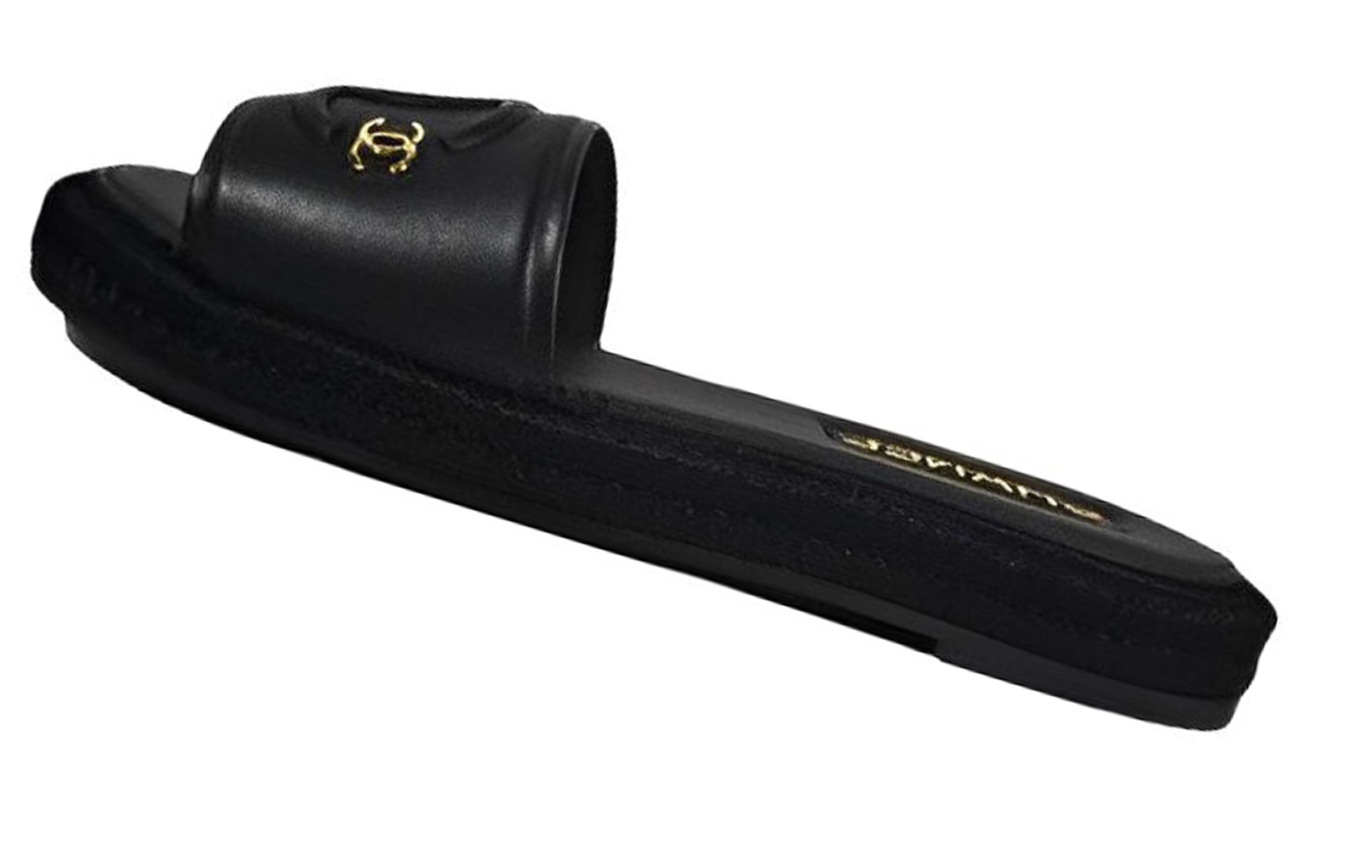 Shop (W) Sandales En Cuir Chanel Bout Rond Slip-On ''Noir'' G39778-X56890-94305