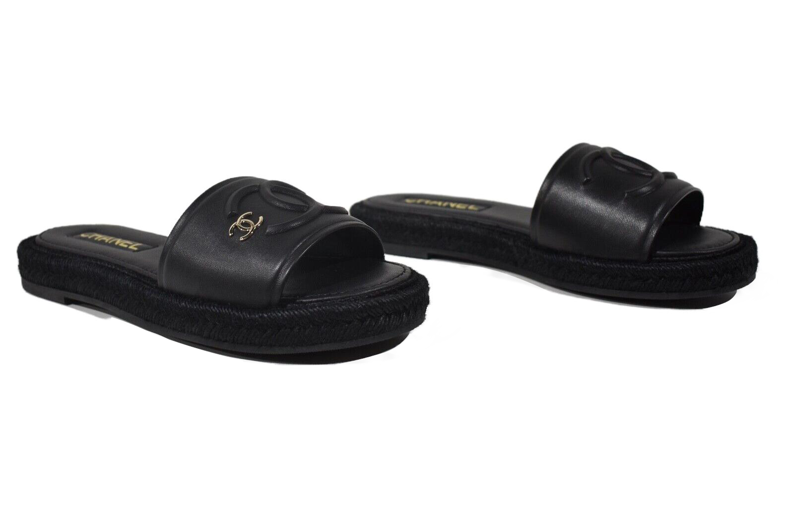 Purchase (W) Sandales En Cuir Chanel Bout Rond Slip-On ''Noir'' G39778-X56890-94305