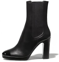 (Women) Chanel Leather Round Toe Slip-On Short Chelsea Boots 'Black' G36413-Y54110-94305 (Women) Chanel Leather Round Toe Slip-On Short Chelsea Boots 'Black' G36413-Y54110-94305