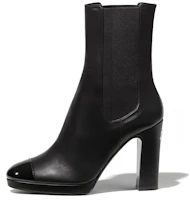 (Women) Chanel Leather Round Toe Slip-On Short Chelsea Boots 'Black' G36413-Y54110-94305 (Women) Chanel Leather Round Toe Slip-On Short Chelsea Boots 'Black' G36413-Y54110-94305