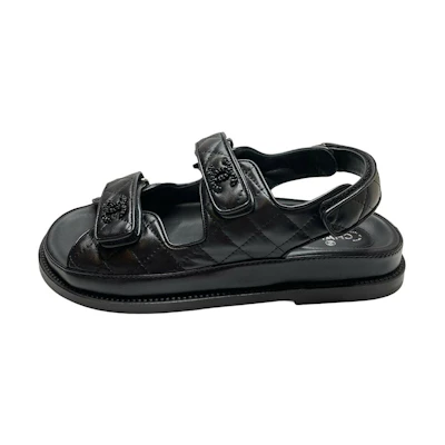 (W) Chanel Leather Sandal 'Black Fashion Casual'