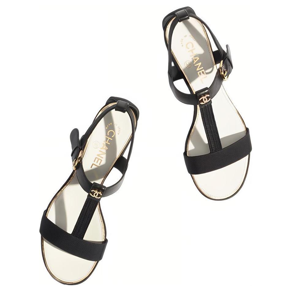 (W) Chanel Leather Sandal 'Black Logo' 圖 4