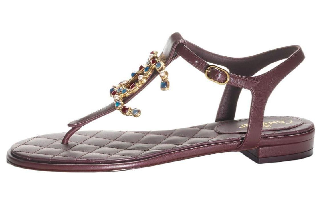 (Women) Chanel Leather Sandal 'Burgundy' G45004-B13164-NP098