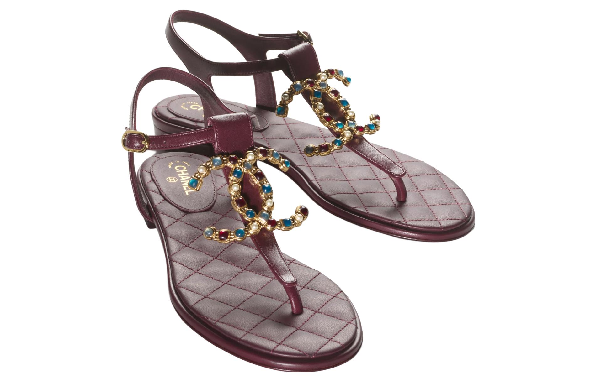(W) Chanel Leather Sandal 'Burgundy' 圖 3