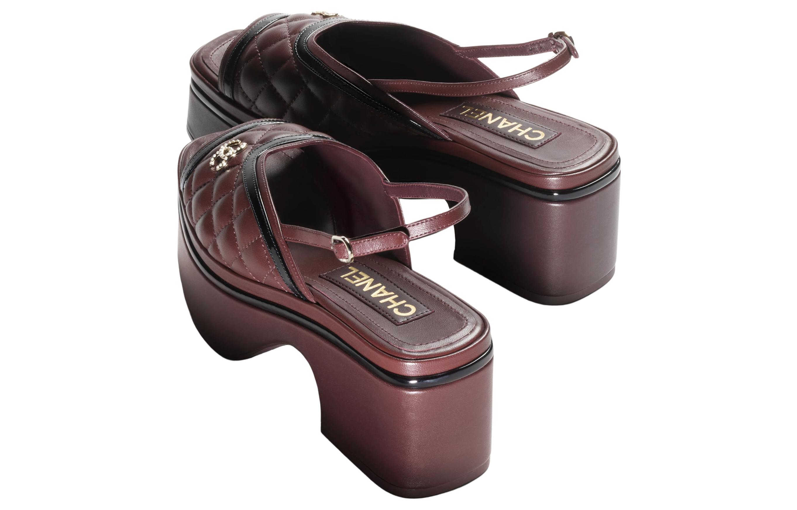 (W) Chanel Leather Sandal 'Burgundy Elegance' 圖 3