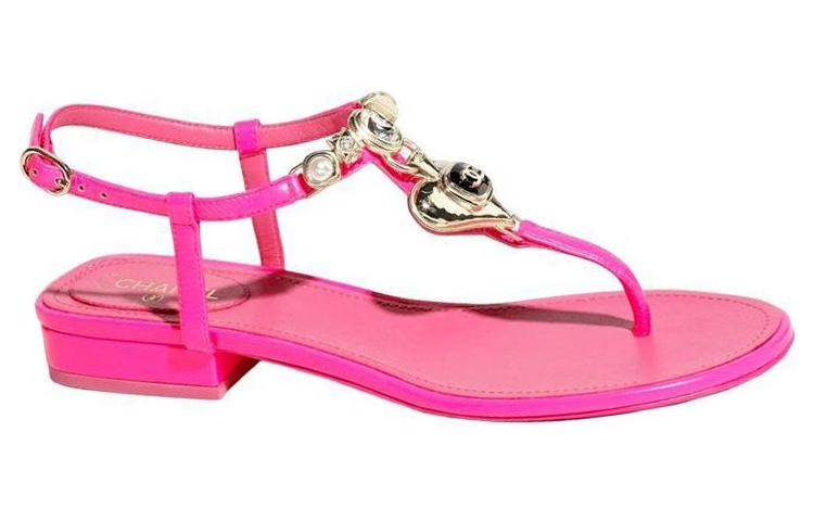 Order (W) 香奈儿粉色水钻人造珍珠皮凉鞋 G39674-X56830-0S084