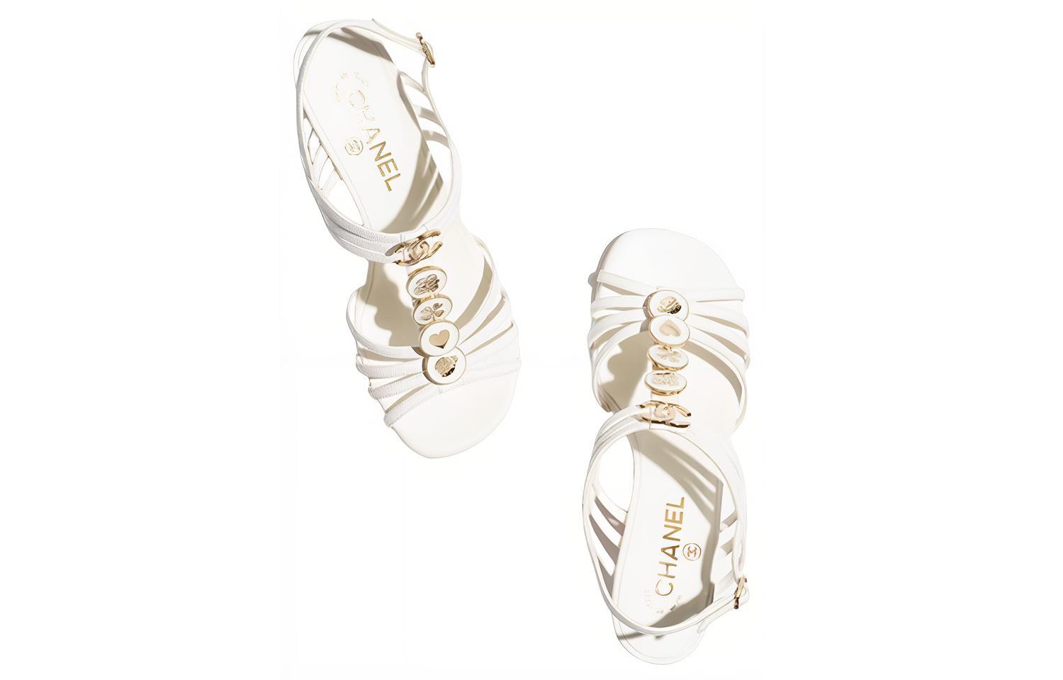 (W) Chanel Leather Sandal 'White Logo' 圖 4