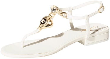 (Women) Chanel Leather Sandals 'Rhinestone & Faux Pearl' G39674-X01000-0S082 (Women) Chanel Leather Sandals 'Rhinestone & Faux Pearl' G39674-X01000-0S082
