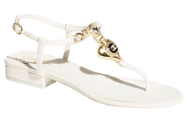 (W) Chanel Leather Sandals 'Rhinestone & Faux Pearl' 圖 2