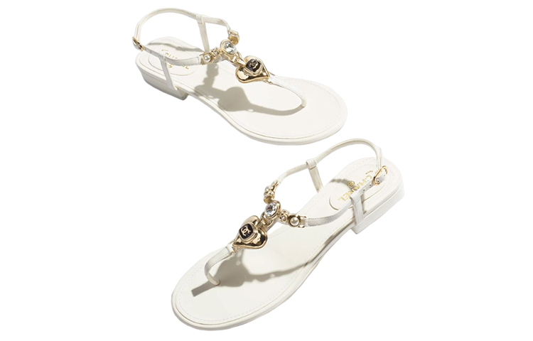 (W) Chanel Leather Sandals 'Rhinestone & Faux Pearl' 圖 3