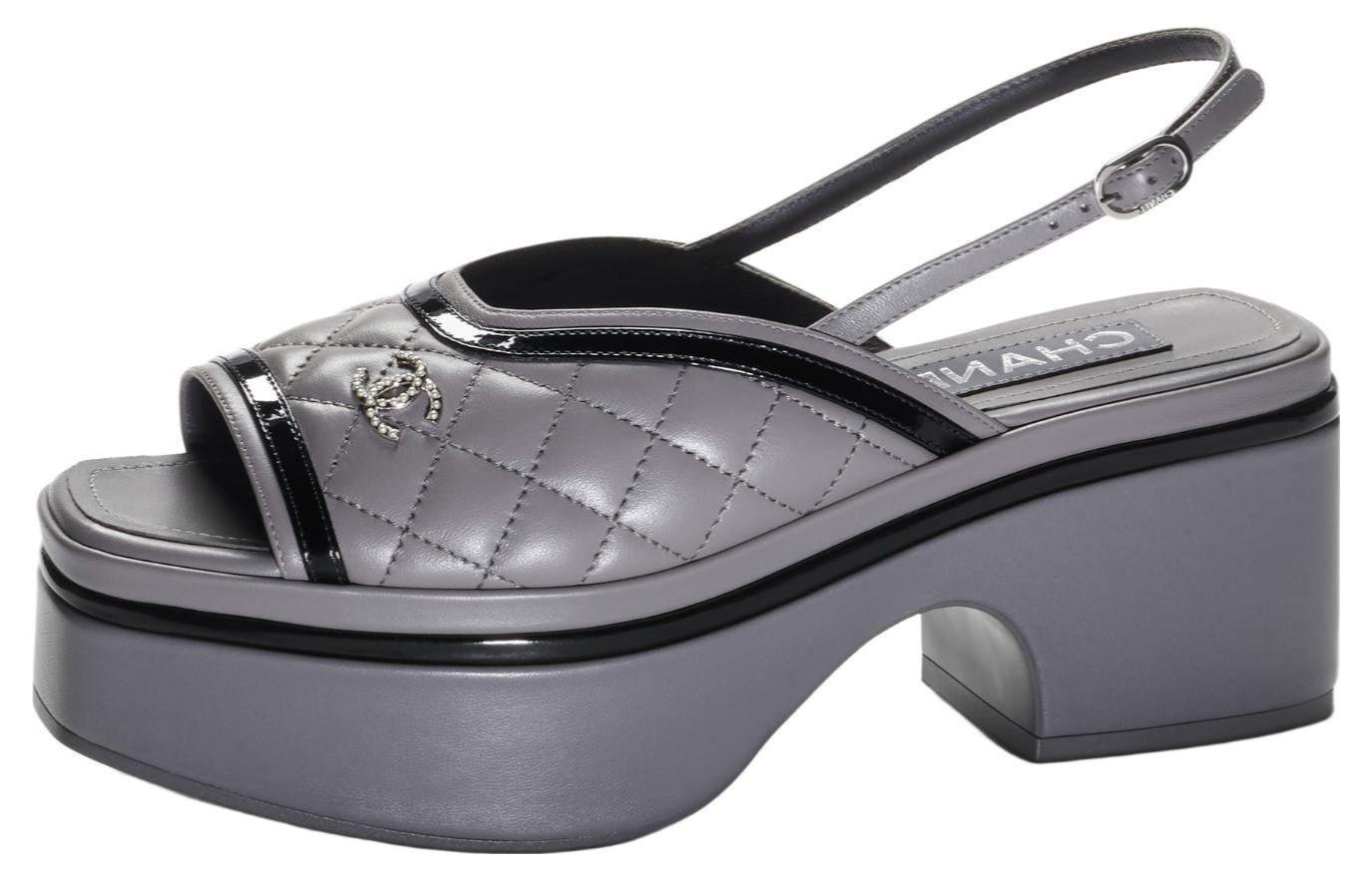 (Women) Chanel Leather Sandals 'Simplistic Fashion Grey' G45009-B13063-NO782