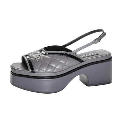 (W) Chanel Leather Sandals 'Simplistic Fashion Grey'