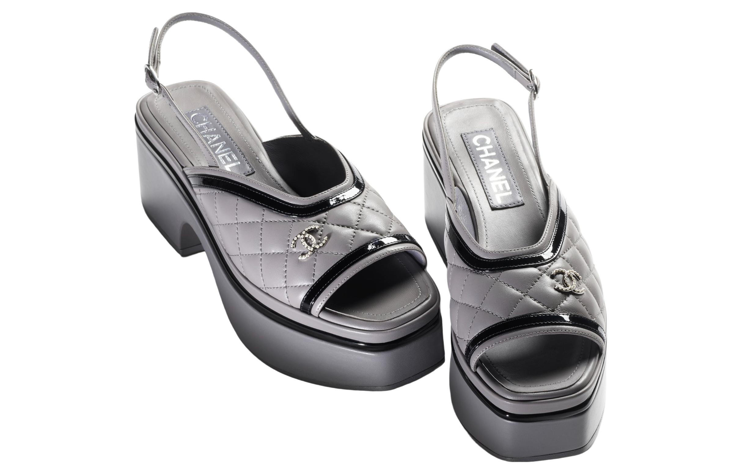 (W) Chanel Leather Sandals 'Simplistic Fashion Grey' 圖 3