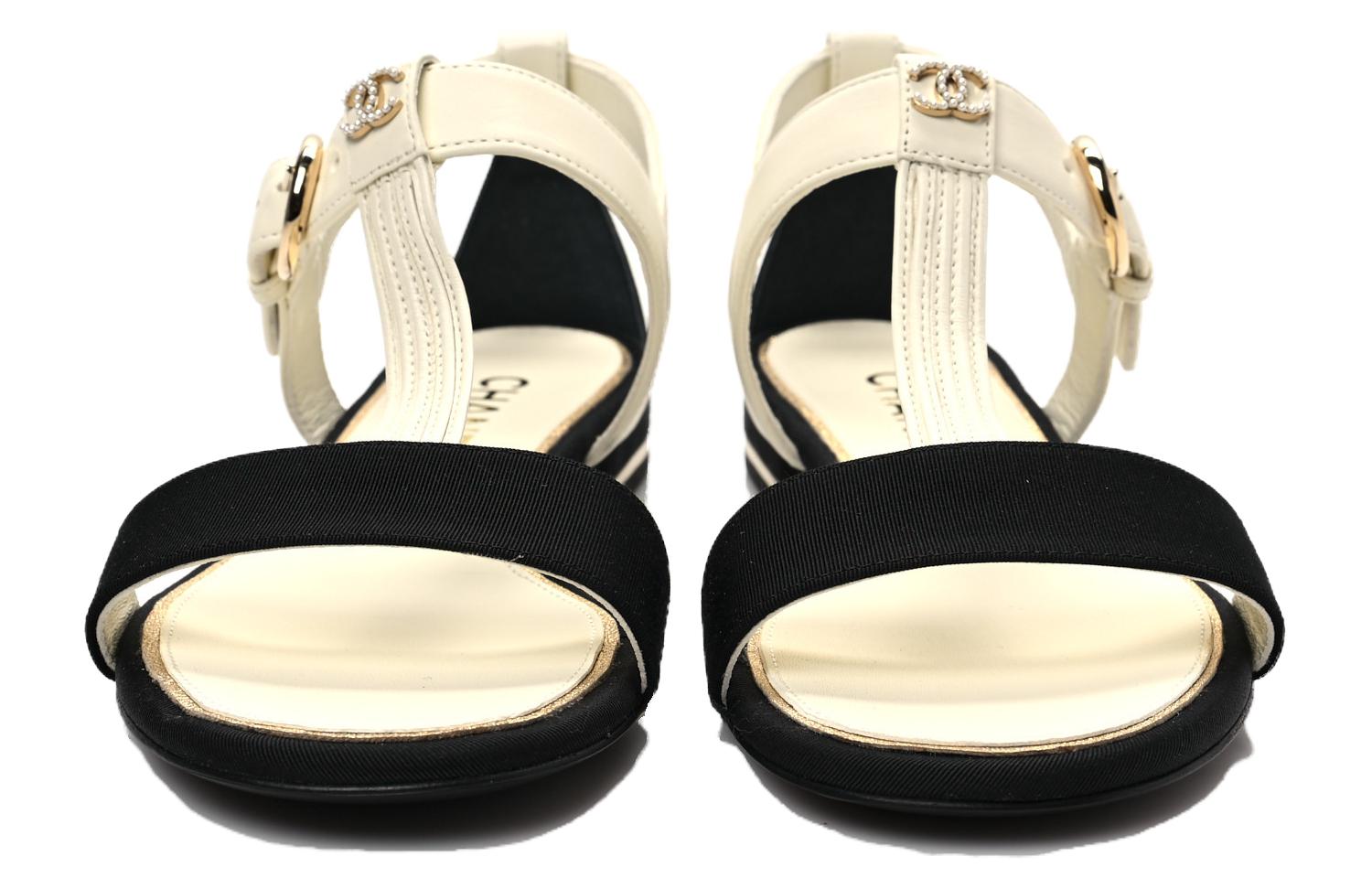 (W) Chanel Leather Sandals 'White Logo Buckle' 圖 3