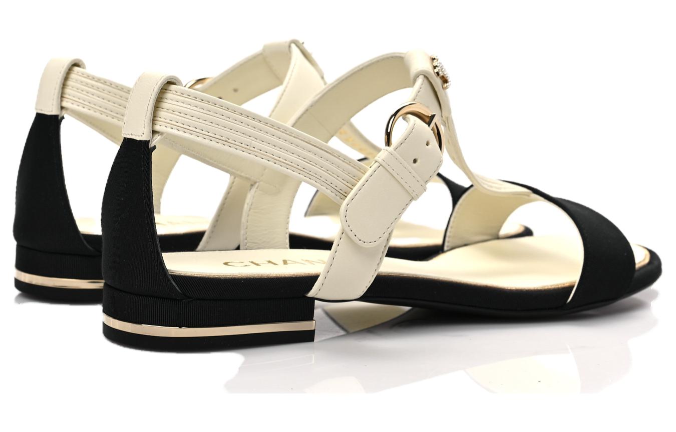 (W) Chanel Leather Sandals 'White Logo Buckle' 圖 4