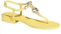 (W) Sandal Kulit Chanel 'Kuning dengan Permata dan Mutiara Tiruan' G39674-X01000-0S083