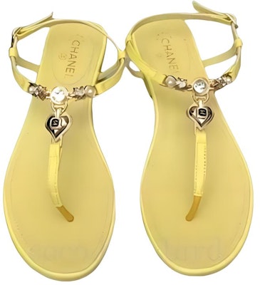 (Women) Chanel Leather Sandals 'Yellow with Rhinestones and Faux Pearls' G39674-X01000-0S083 Purchase (Women) Chanel Leather Sandals 'Yellow with Rhinestones and Faux Pearls' G39674-X01000-0S083
