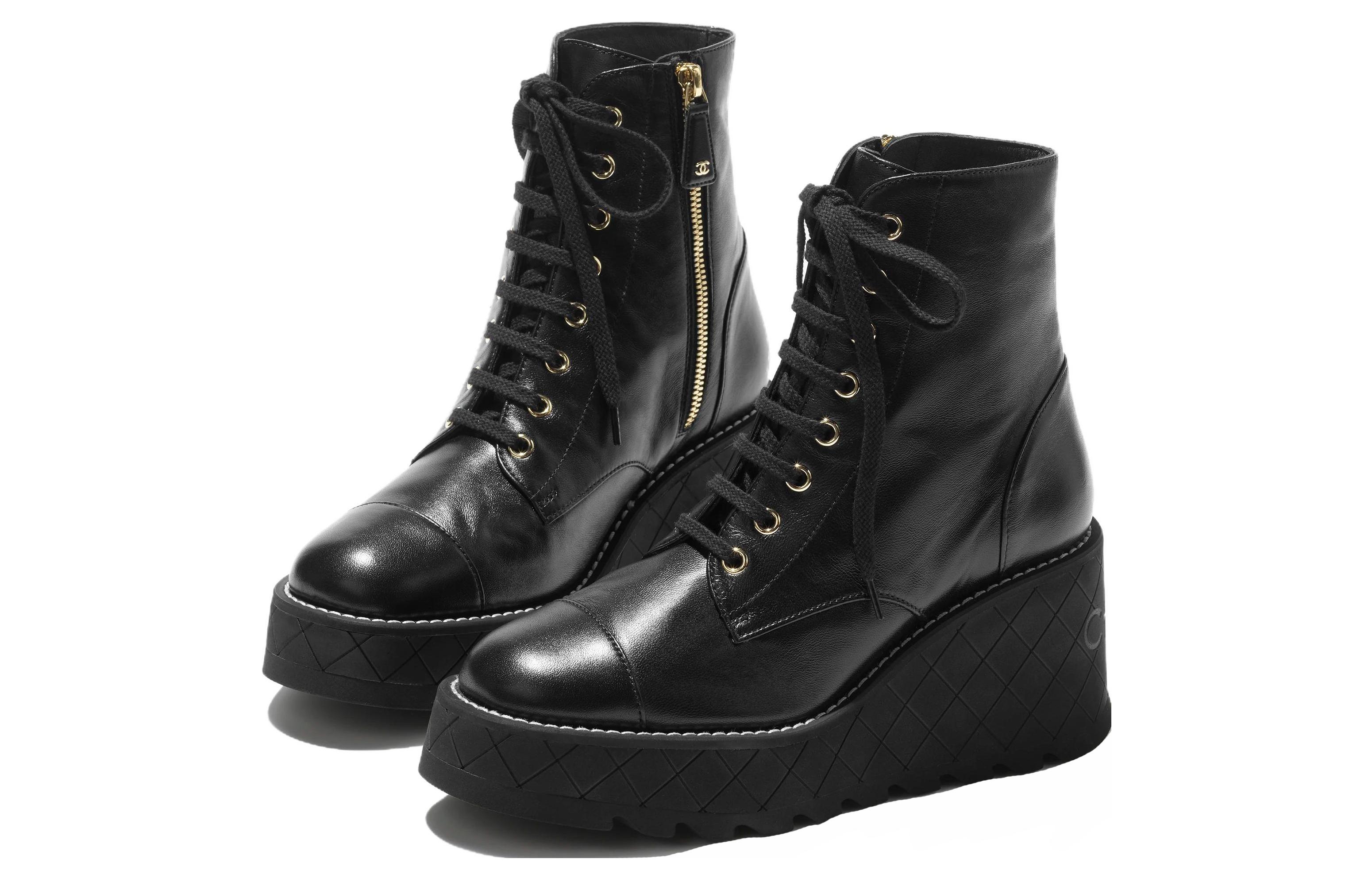 (W) Chanel Leather Short Boots 'Black Fashion Trend' 圖 3