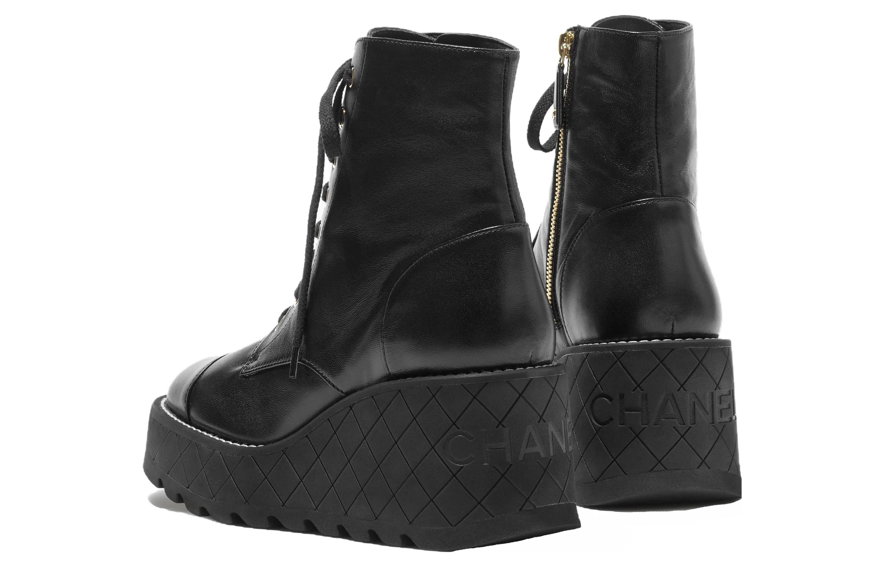 (W) Chanel Leather Short Boots 'Black Fashion Trend' 圖 4
