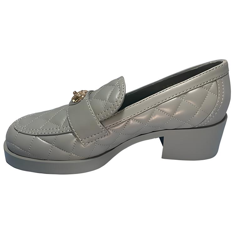 (Women) Chanel Leather Slip-On Block Heel 'Grey' G39697-X01000-0S075