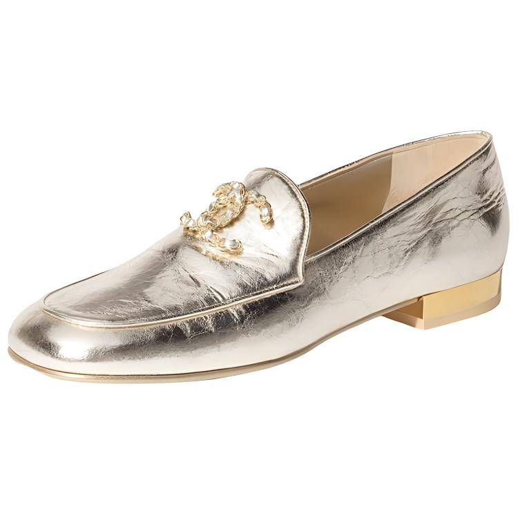 (Women) Chanel Leather Slip-On Low Top 'Gold Logo' G39438-X56872-0S186