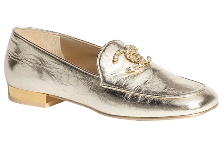 Order (Women) Chanel Leather Slip-On Low Top 'Gold Logo' G39438-X56872-0S186
