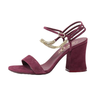 (W) Chanel Leather Suede Open-Toe Slide Sandals 'Burgundy'